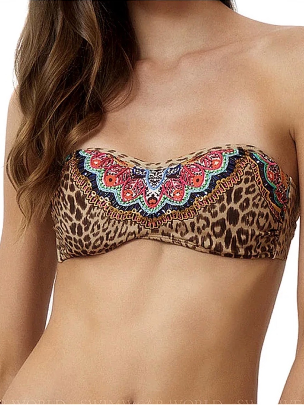 PilyQ Raj Embrodiered Bandeau Bikini Top